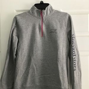 Vineyard Vines Zip Up Sweatshirt Grey with Pink Women’s Medium